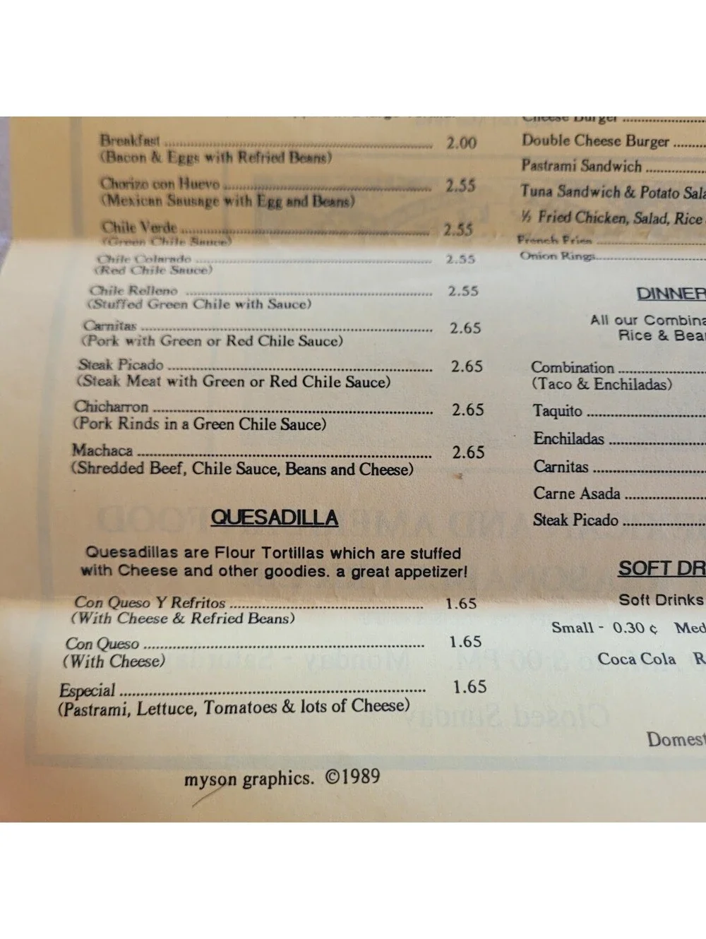 Vintage 1989 Gardunos Restaurant Menu San Gabriel CA Mexican American Diner SGV